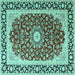 Square Machine Washable Persian Turquoise Traditional Area Rugs, wshtr4596turq