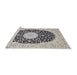 Sideview of Machine Washable Traditional Carbon Gray Rug, wshtr4597