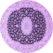 Round Machine Washable Medallion Purple Traditional Area Rugs, wshtr4597pur