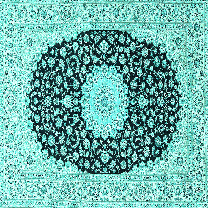 Square Medallion Turquoise Traditional Rug, tr4597turq