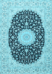 Medallion Light Blue Traditional Rug, tr4597lblu