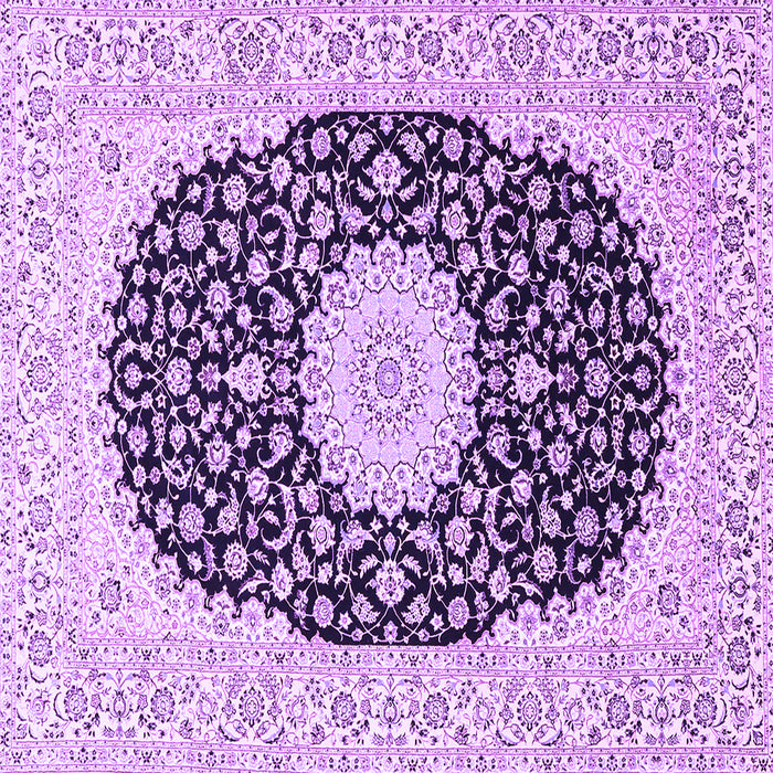 Square Machine Washable Medallion Purple Traditional Area Rugs, wshtr4597pur