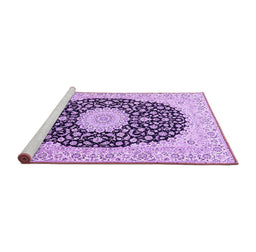 Sideview of Machine Washable Medallion Purple Traditional Area Rugs, wshtr4597pur