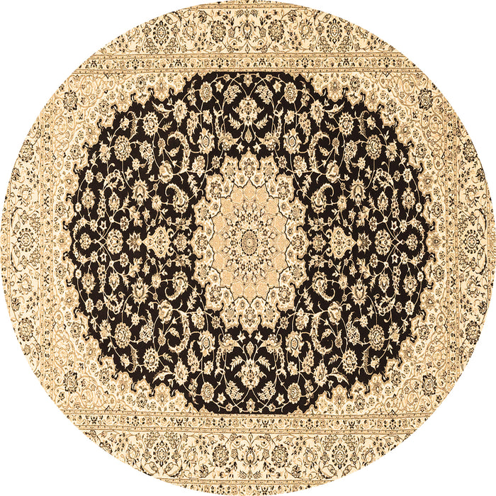Round Medallion Brown Traditional Rug, tr4597brn