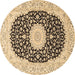 Round Medallion Brown Traditional Rug, tr4597brn