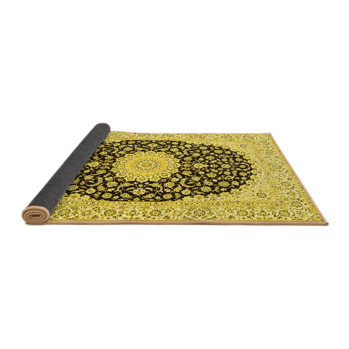 Sideview of Medallion Yellow Traditional Rug, tr4597yw