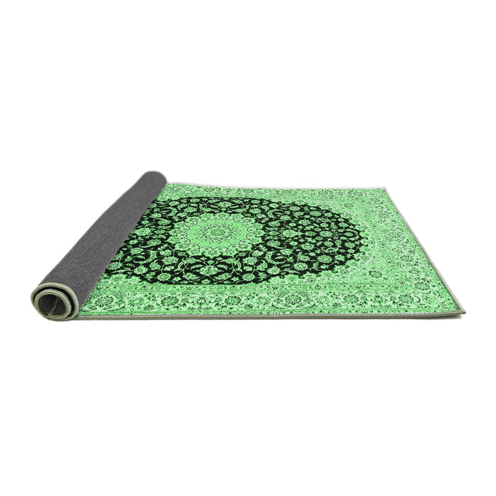 Sideview of Medallion Emerald Green Traditional Rug, tr4597emgrn