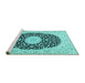 Sideview of Machine Washable Medallion Turquoise Traditional Area Rugs, wshtr4597turq