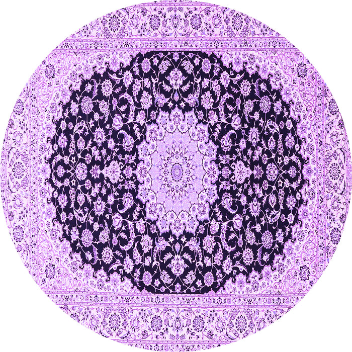 Round Medallion Purple Traditional Rug, tr4597pur