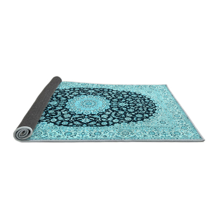 Sideview of Medallion Light Blue Traditional Rug, tr4597lblu
