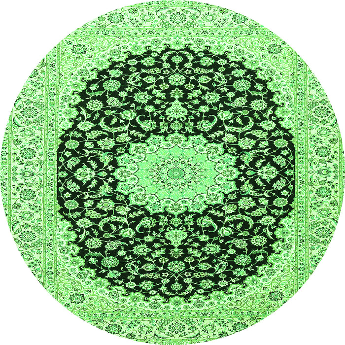 Machine Washable Medallion Green Traditional Area Rugs, wshtr4597grn