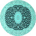 Round Medallion Turquoise Traditional Rug, tr4597turq