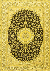 Medallion Yellow Traditional Rug, tr4597yw