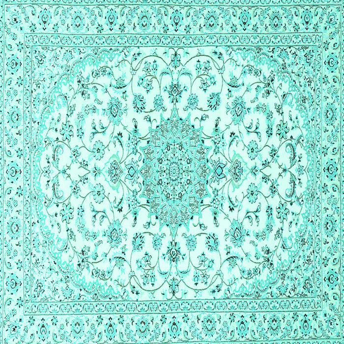 Square Medallion Turquoise Traditional Rug, tr4598turq