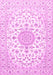 Machine Washable Medallion Pink Traditional Rug, wshtr4598pnk