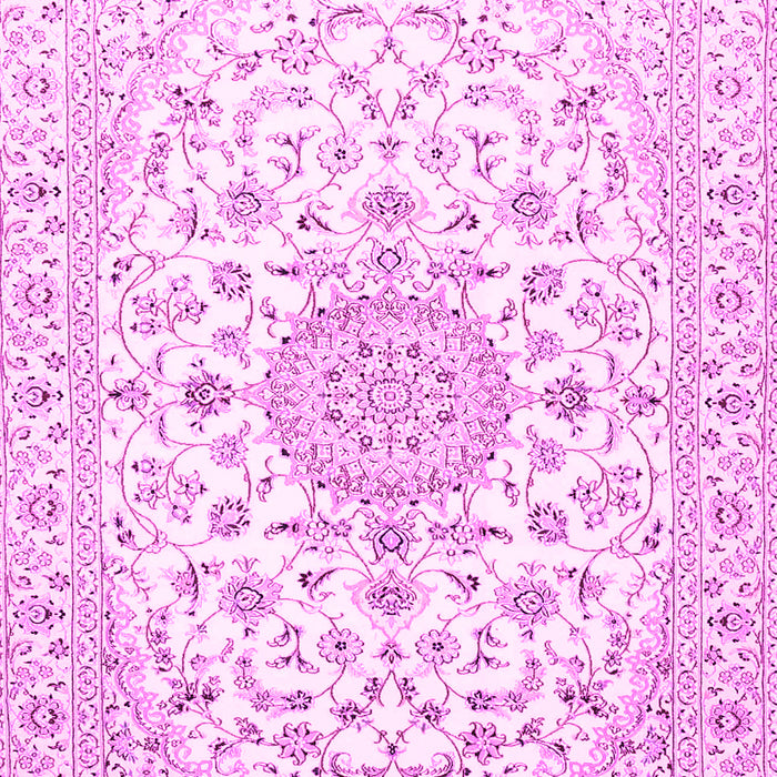 Machine Washable Medallion Pink Traditional Rug, wshtr4598pnk