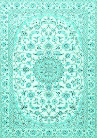 Medallion Turquoise Traditional Rug, tr4598turq