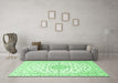 Machine Washable Medallion Emerald Green Traditional Area Rugs in a Living Room,, wshtr4598emgrn