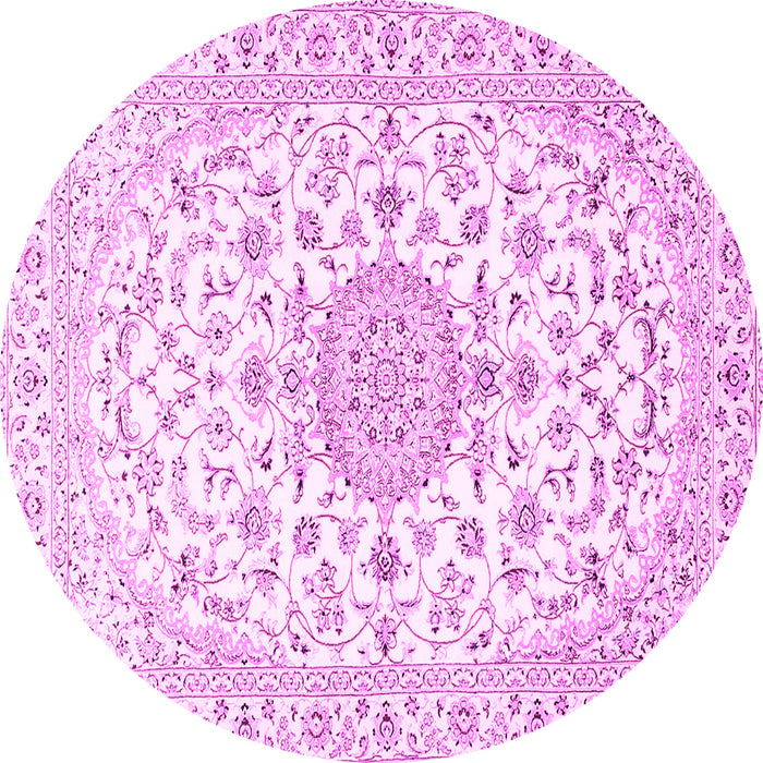 Round Medallion Pink Traditional Rug, tr4598pnk