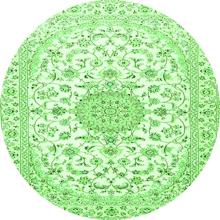 Machine Washable Medallion Green Traditional Area Rugs, wshtr4598grn