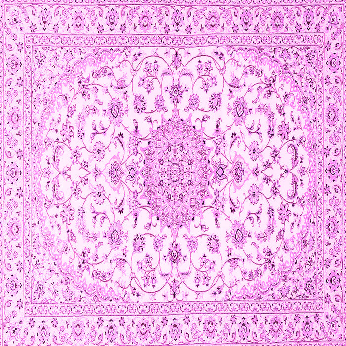 Square Machine Washable Medallion Pink Traditional Rug, wshtr4598pnk