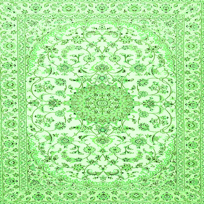 Round Machine Washable Medallion Green Traditional Area Rugs, wshtr4598grn