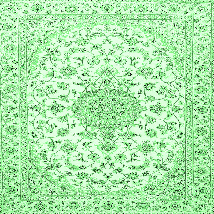 Square Medallion Emerald Green Traditional Rug, tr4598emgrn