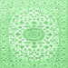 Square Medallion Emerald Green Traditional Rug, tr4598emgrn