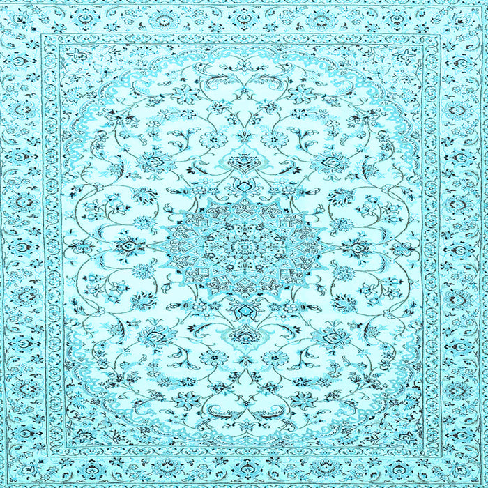 Square Medallion Light Blue Traditional Rug, tr4598lblu