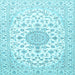 Square Medallion Light Blue Traditional Rug, tr4598lblu