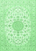 Machine Washable Medallion Emerald Green Traditional Area Rugs, wshtr4598emgrn