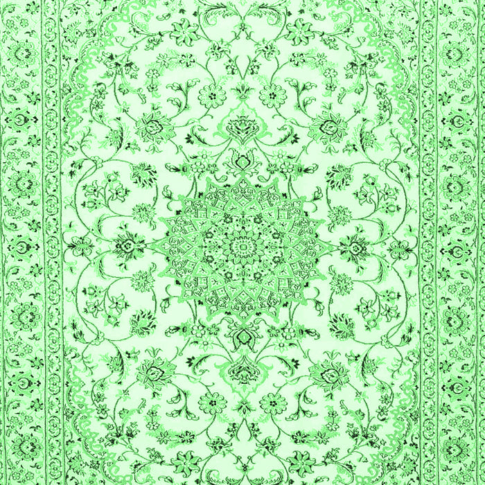 Machine Washable Medallion Emerald Green Traditional Area Rugs, wshtr4598emgrn