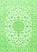 Serging Thickness of Machine Washable Medallion Green Traditional Area Rugs, wshtr4598grn