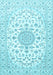 Machine Washable Medallion Light Blue Traditional Rug, wshtr4598lblu