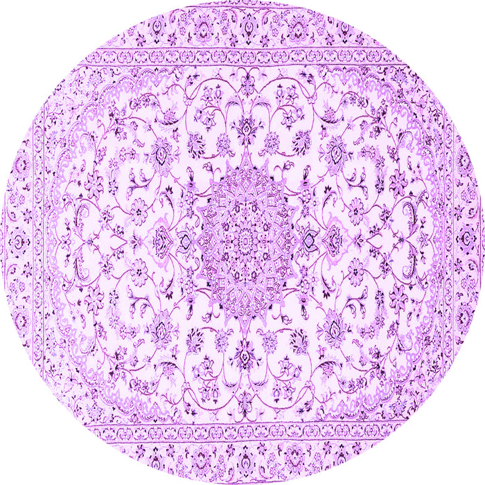 Round Medallion Purple Traditional Rug, tr4598pur