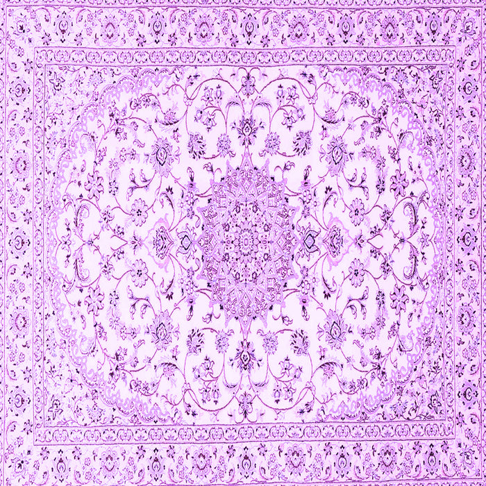 Square Machine Washable Medallion Purple Traditional Area Rugs, wshtr4598pur