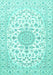 Machine Washable Medallion Turquoise Traditional Area Rugs, wshtr4598turq