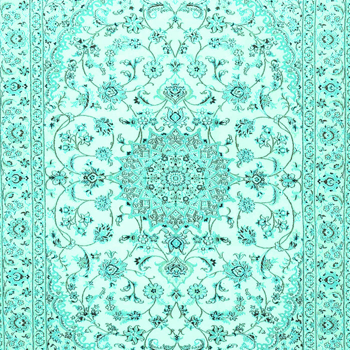 Machine Washable Medallion Turquoise Traditional Area Rugs, wshtr4598turq