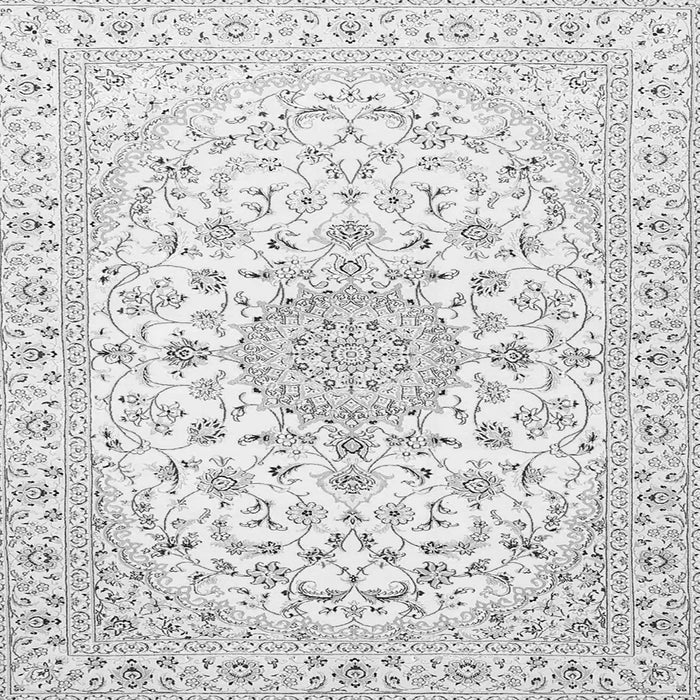 Round Machine Washable Medallion Gray Traditional Rug, wshtr4598gry