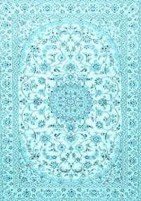 Medallion Light Blue Traditional Rug, tr4598lblu