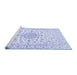 Sideview of Machine Washable Medallion Blue Traditional Rug, wshtr4598blu