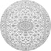 Machine Washable Medallion Gray Traditional Rug, wshtr4598gry