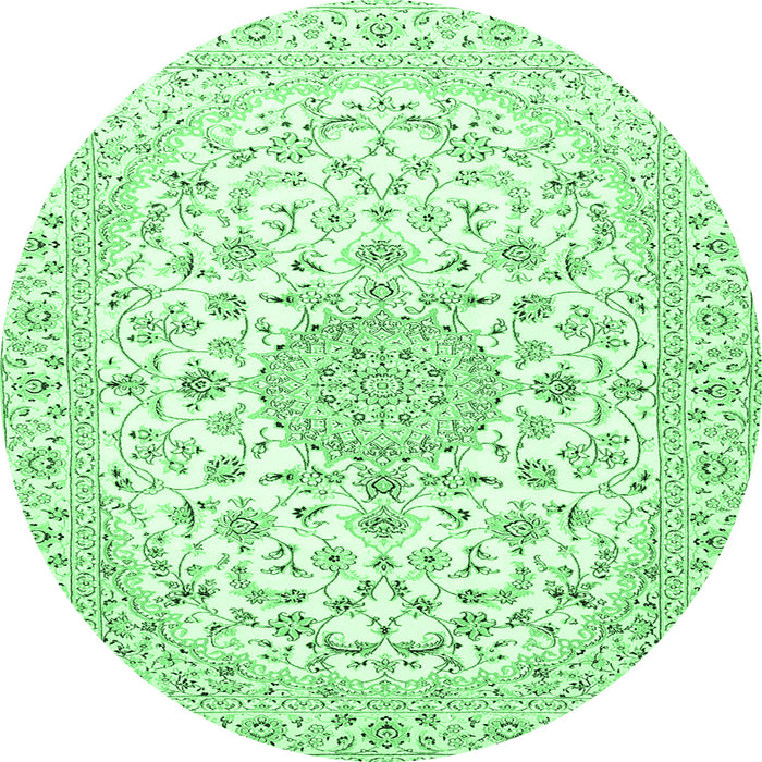 Round Medallion Emerald Green Traditional Rug, tr4598emgrn