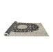 Sideview of Traditional Carbon Gray Medallion Rug, tr4599