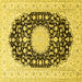 Square Medallion Yellow Traditional Rug, tr4599yw