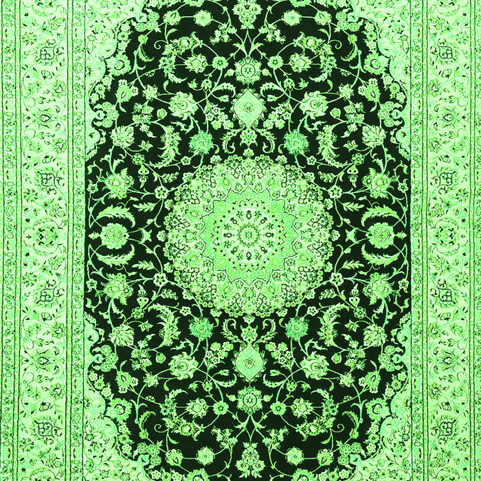 Serging Thickness of Machine Washable Medallion Green Traditional Area Rugs, wshtr4599grn