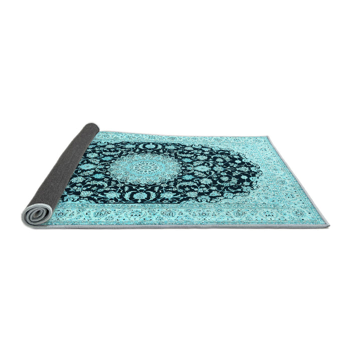 Sideview of Medallion Light Blue Traditional Rug, tr4599lblu