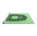 Sideview of Machine Washable Medallion Emerald Green Traditional Area Rugs, wshtr4599emgrn