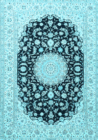 Medallion Light Blue Traditional Rug, tr4599lblu