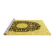 Sideview of Machine Washable Medallion Yellow Traditional Rug, wshtr4599yw